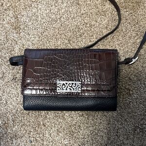 Brighton Brown and Black Crocodile Crossbody Bag